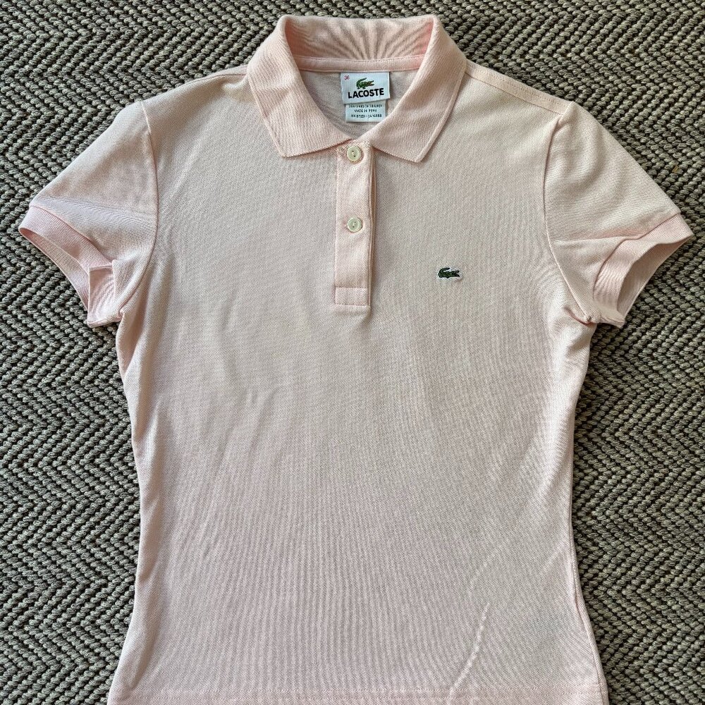 Girl's Lacoste Pale Pink Polo Size 36 (xxs)